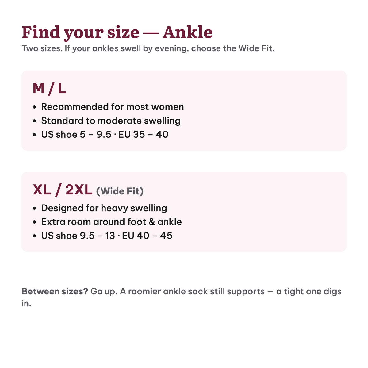 Ankle Bamboo Compression Socks – sizechart
