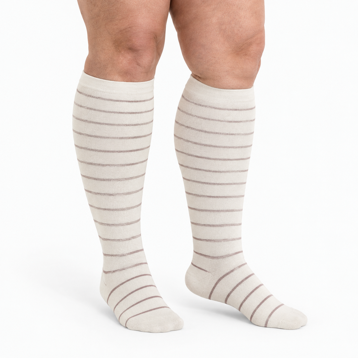 Bamboo Wide Compression Socks – cream taupe