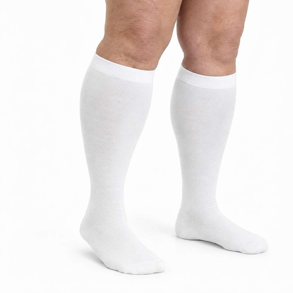Bamboo Wide Compression Socks – white