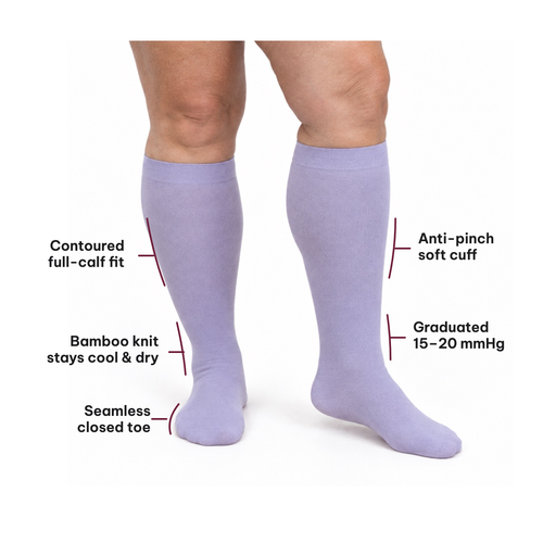 Bamboo Wide Compression Socks (Pastels) – features