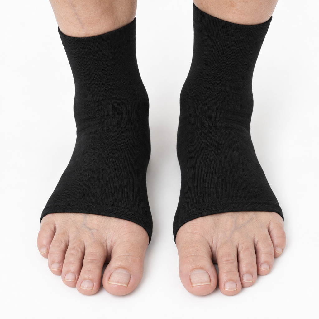 Toeless Bamboo Wide Compression Socks – closeup