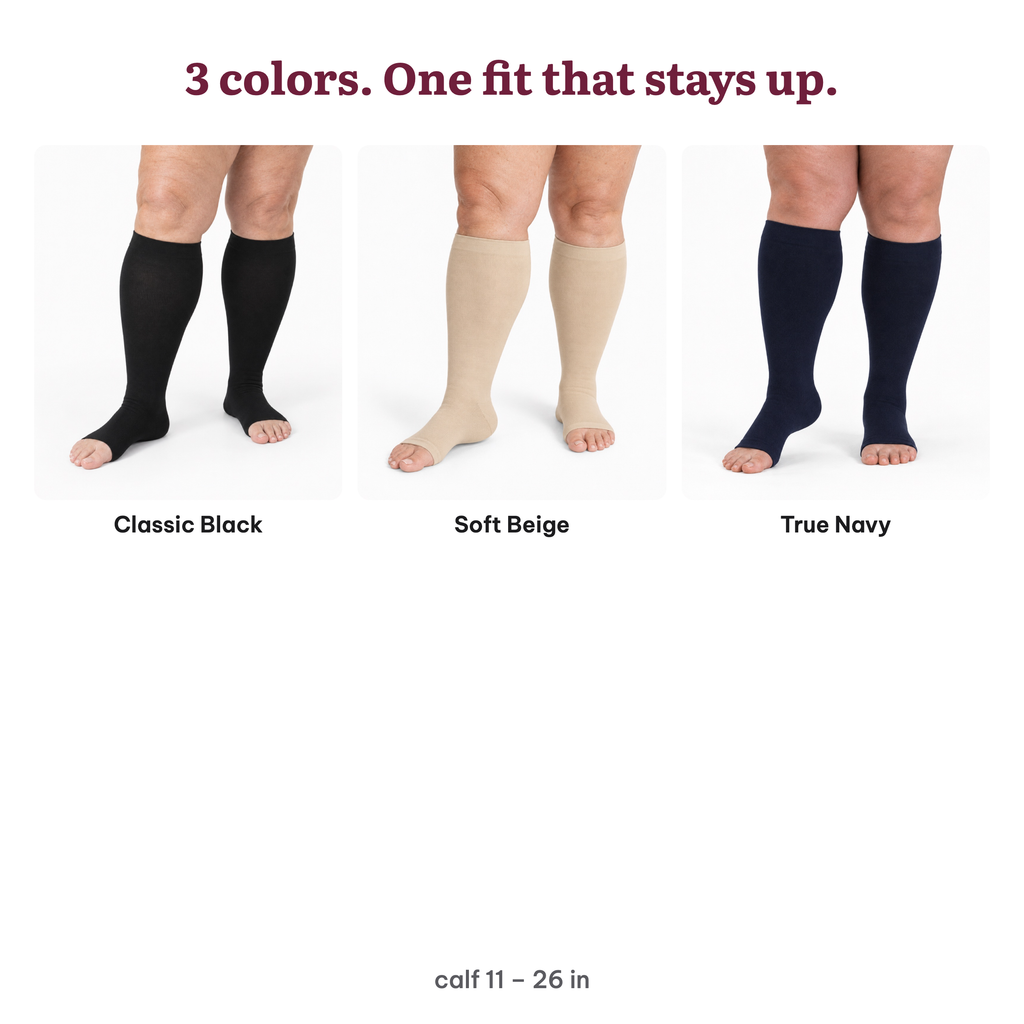 Toeless Bamboo Wide Compression Socks – colors
